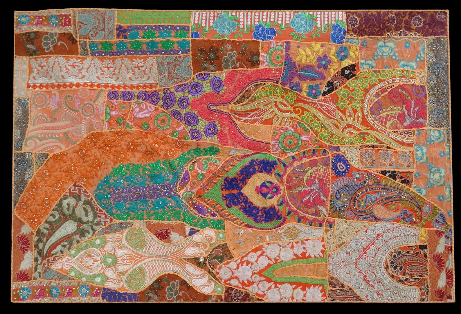 60 Indian Vintage Beaded Tapestry Rectangular Etsy