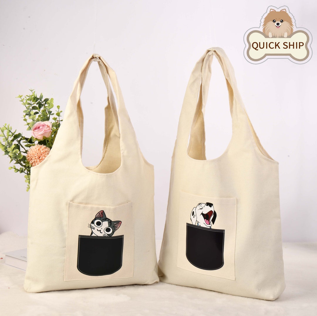 Dog/cat Canvas Tote Bag Picnic Shoulder Bag Diaper Bag - Etsy