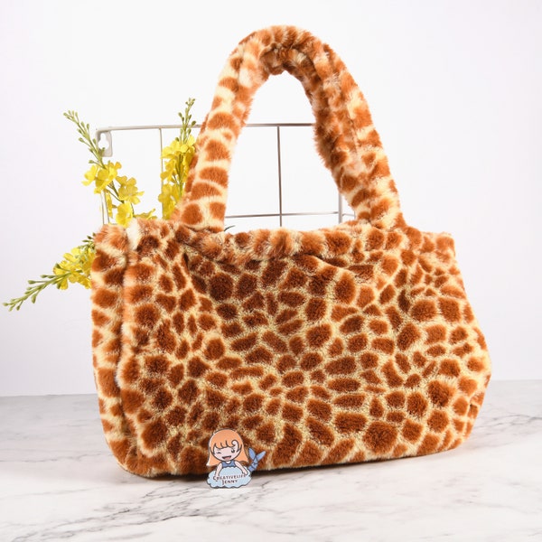 Clearance! Zebra & Leopard Print Fuzzy Tote Bag,Winter Warm Handbag,Women Fluffy Clutch Bag,Fashion Plush Bag,Bag for Women,Personalized Bag