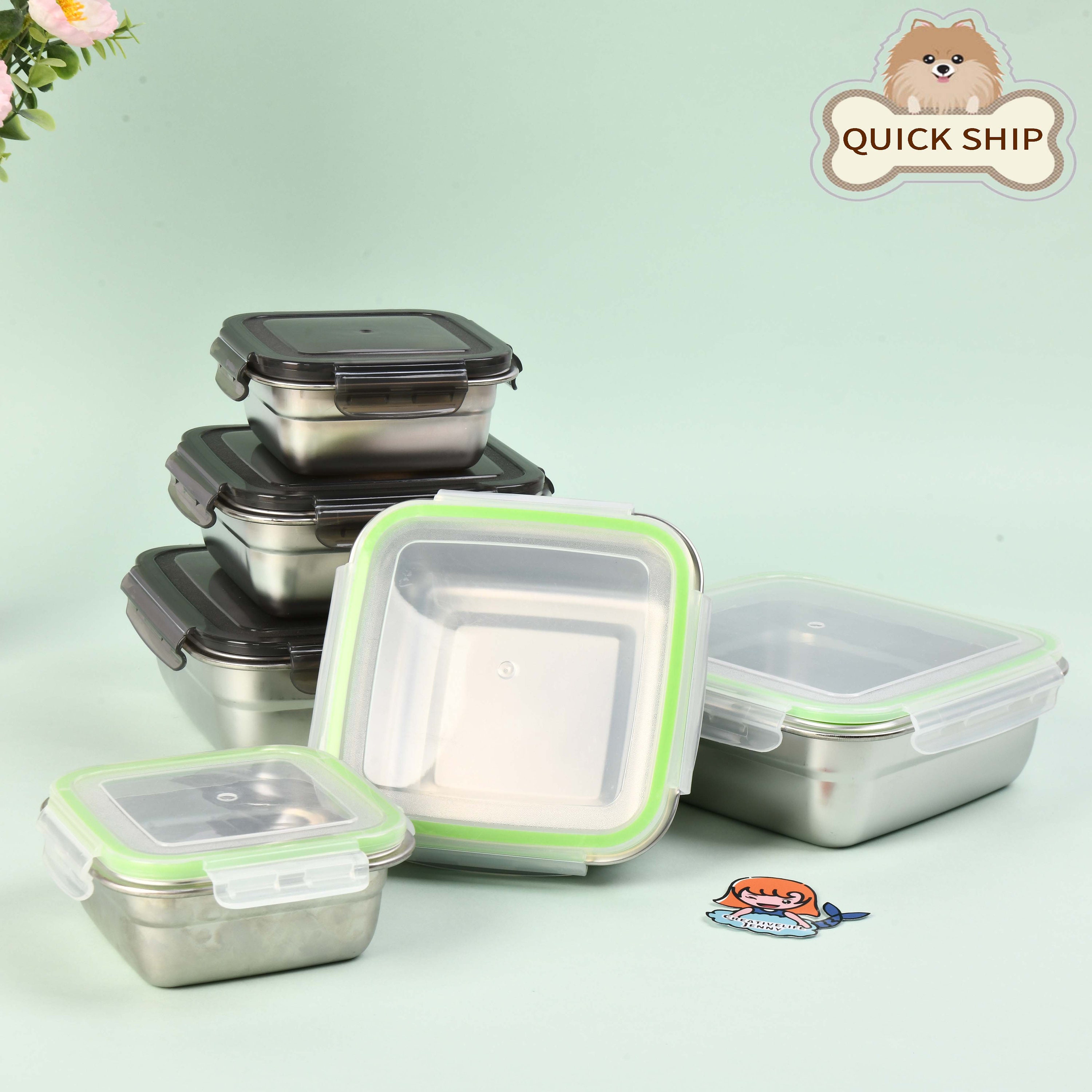 Home & Kitchen ifundom 10pcs Stackable Bento Box Band Two Layers Double