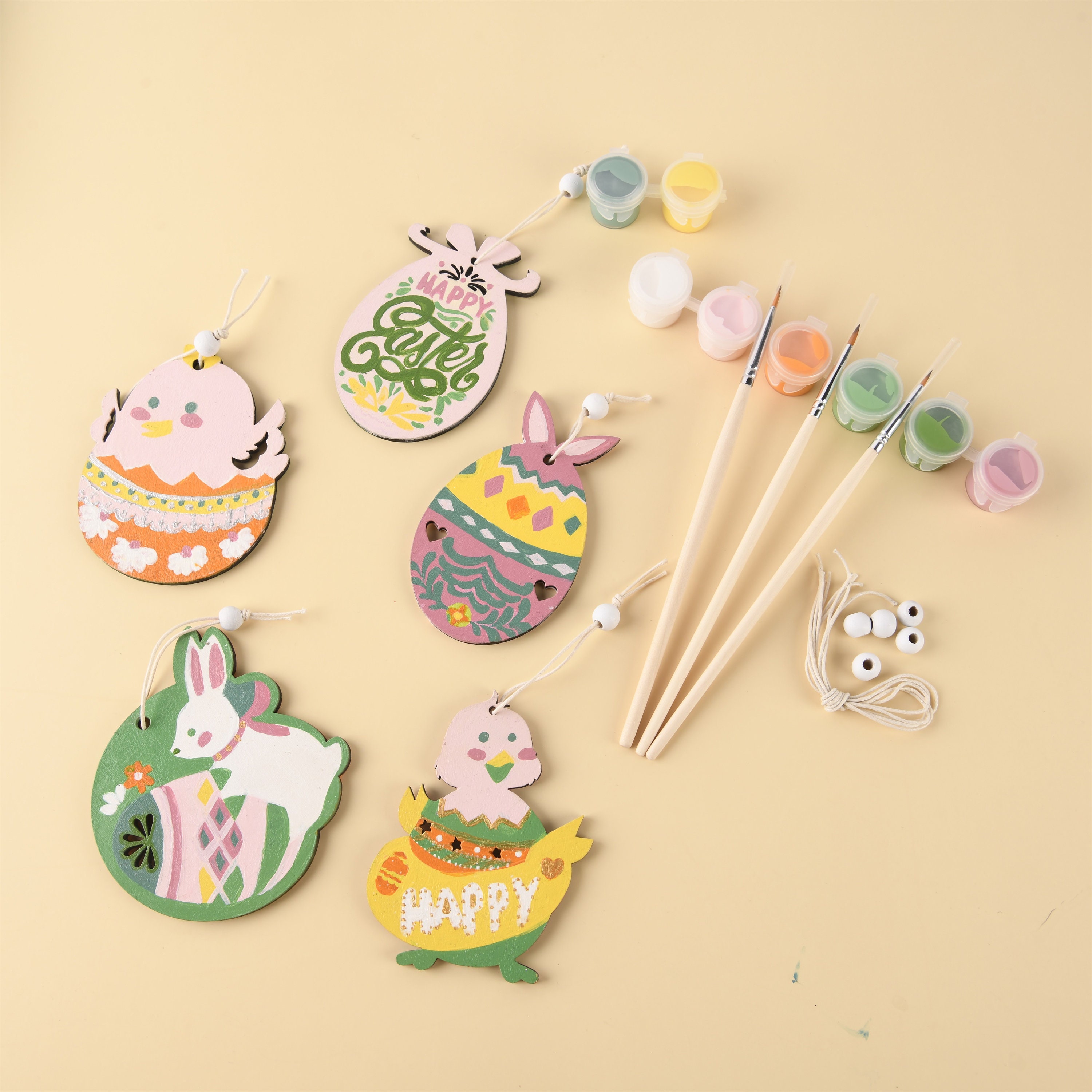 DIY Easter Ornament Kit Easter Eggs Wooden Ornaments Bunny Etsy