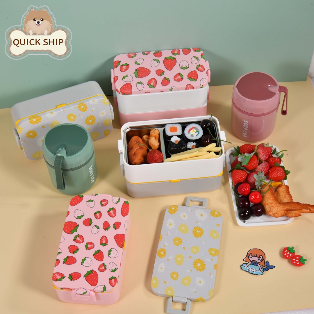 Strawberry Bento Box With Stainless Steel Liner, Leakproof Lunch Box