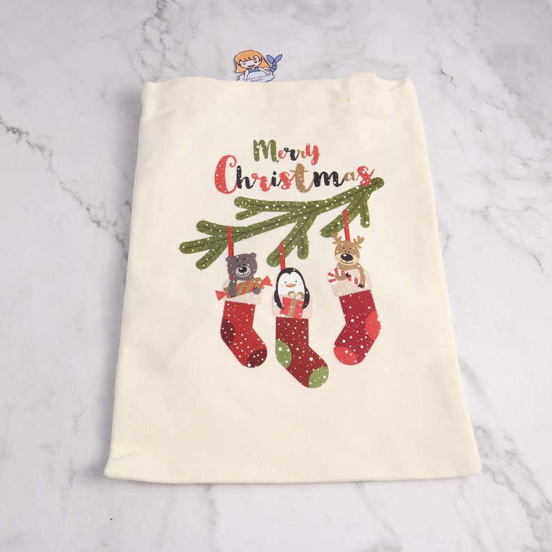 Penguin Funny Christmas Tote Bag Holiday Gift Bag Cute Xmas Gifts Canvas Tote Bag Holiday Totes Merry Christmas Elk Christmas Gift Bag