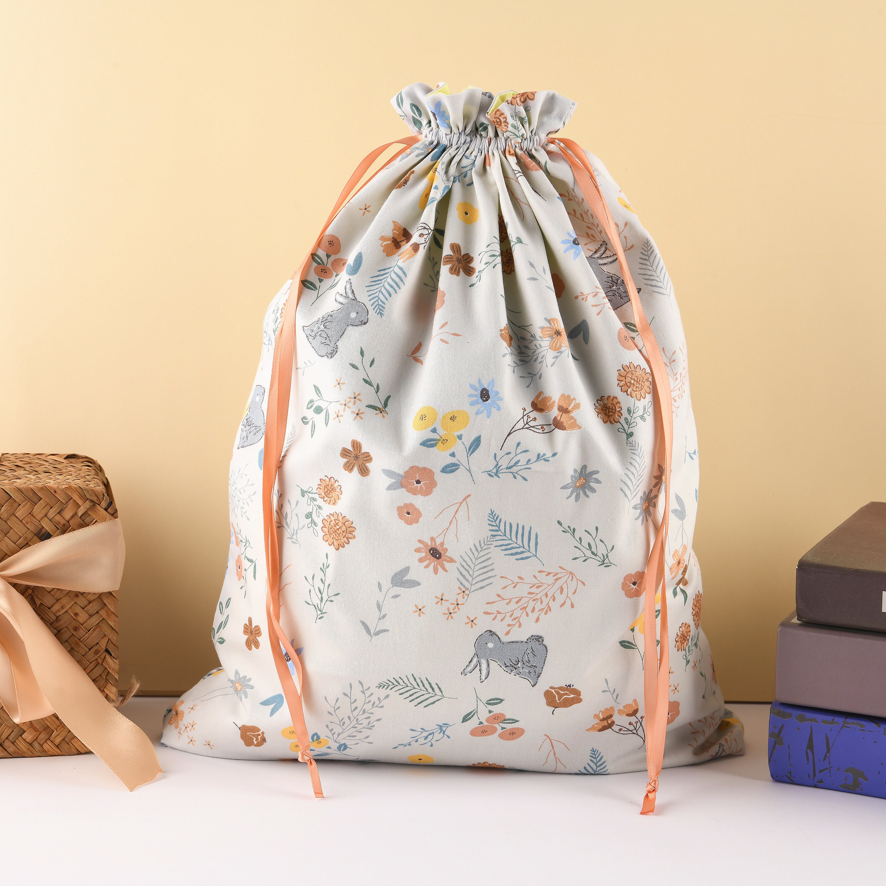 Rabbit Drawstring Gift Bag Floral Reusable Gift Bag For | Etsy