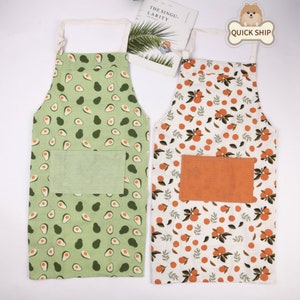 Orange/Avocado/Lemon/Peach Linen Fruit Apron, Apron With Pockets, Garden Work Apron, Winter Apron Gift For Kitchen, Mother's Day Gift