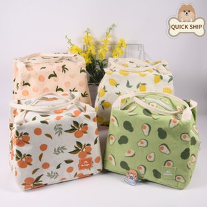 XL Orange/Avocado/Lemon/Peach Insulated Lunch Bag, Fruit Tote Bag With Zipper For Lunch Box, Spring Lunch Bag, Birthday,  Mother's Day Gift