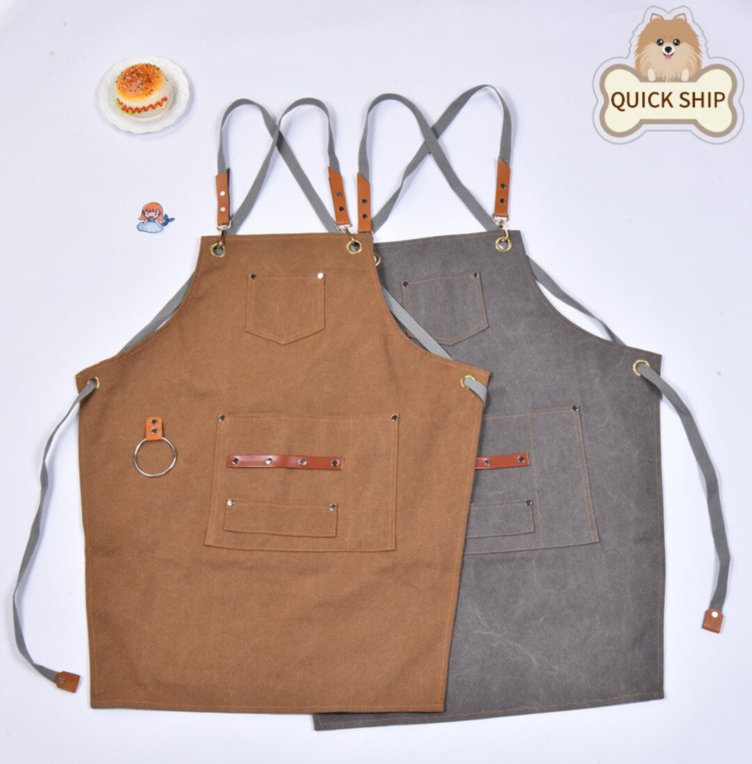 Chef Aprons for Men With Large Pockets, Canvas Cross Back Heavy Duty