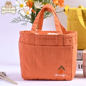 Orange/Avocado/Lemon/Peach Insulated Lunch Bag, Lunch Totes With Pockets,Drawstring Keep Warm Lunch Tote, Spring Lunch Bag,Mother's Day Gift