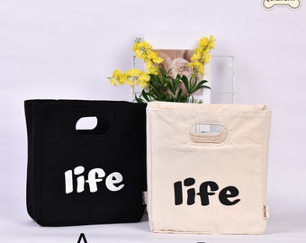 Clearance! Japanese Insulated Lunch Bag,Waterproof Canvas Lunch Box Tote,Keep Warm/Cold Bag,Tote Bag with Zipper/Button,Gift for Friend/Mom