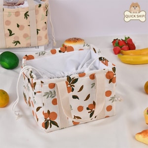 XL Lemon/Avocado/Peach/Orange Insulated Lunch Bag, Winter Lunch Tote, Large Fruit Lunch Tote Bag Keep Warm, Lunch Sack, Back to School Gifts