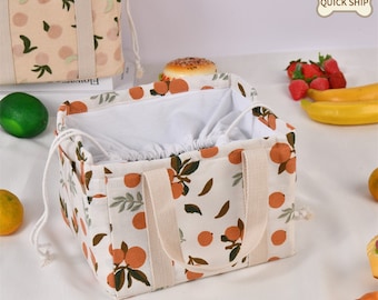 XL Lemon/Avocado/Peach/Orange Insulated Lunch Bag, Winter Lunch Tote, Large Fruit Lunch Tote Bag Keep Warm, Lunch Sack, Back to School Gifts