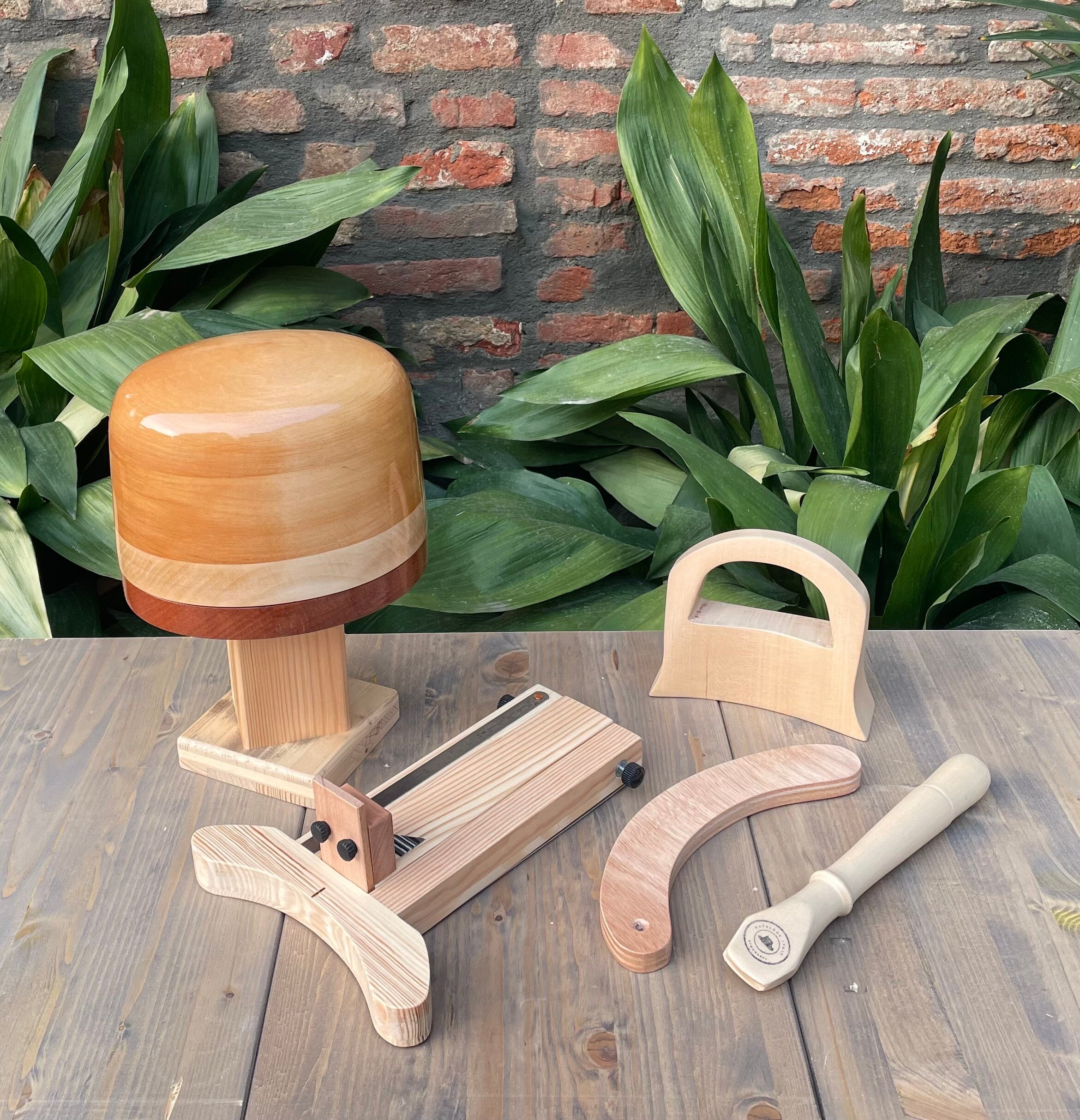 Open crown hat block and millinery tool set