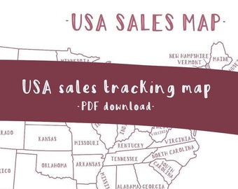 USA sales tracker map printable pdf A4
