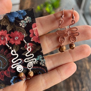 Juniper Berry Ghost Bead Earrings / Silver or Copper