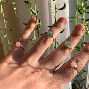 Rose Quartz or Aventurine Rings