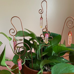 Copper Crystal Quartz Houseplant Trellis Sticks & Decor