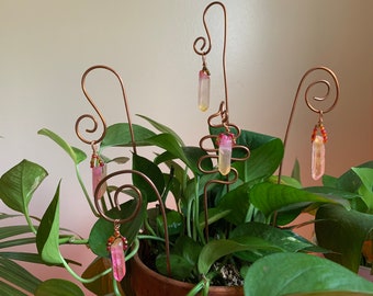 Copper Crystal Quartz Houseplant Trellis Sticks & Decor