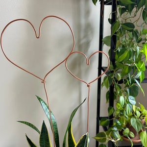 Copper Heart Plant Trellis / Plant Stake / Decor / Quartz Amethyst Citrine / Valentine&#39;s Day Decor