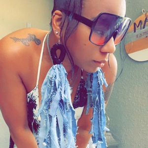 Long Denim Girl Earrings