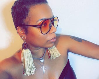 Brown Girl Yarn Earrings