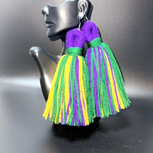 Mardi Gras Yarn Earrings
