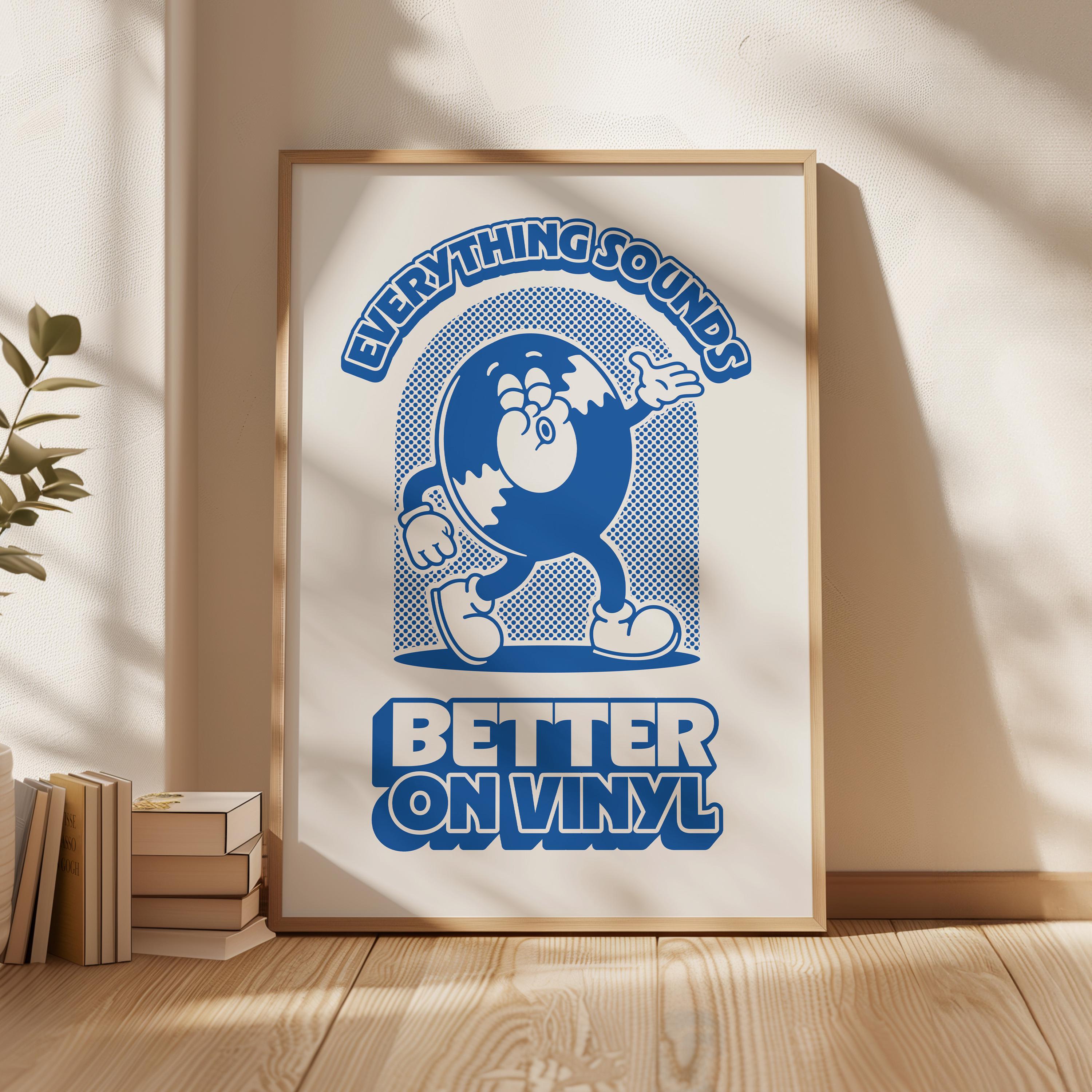 アート・デザイン・音楽 BRANDS with CHARACTER Retro Vinyl Record Print, Music Wall Poster, Rubber Hose Style Art