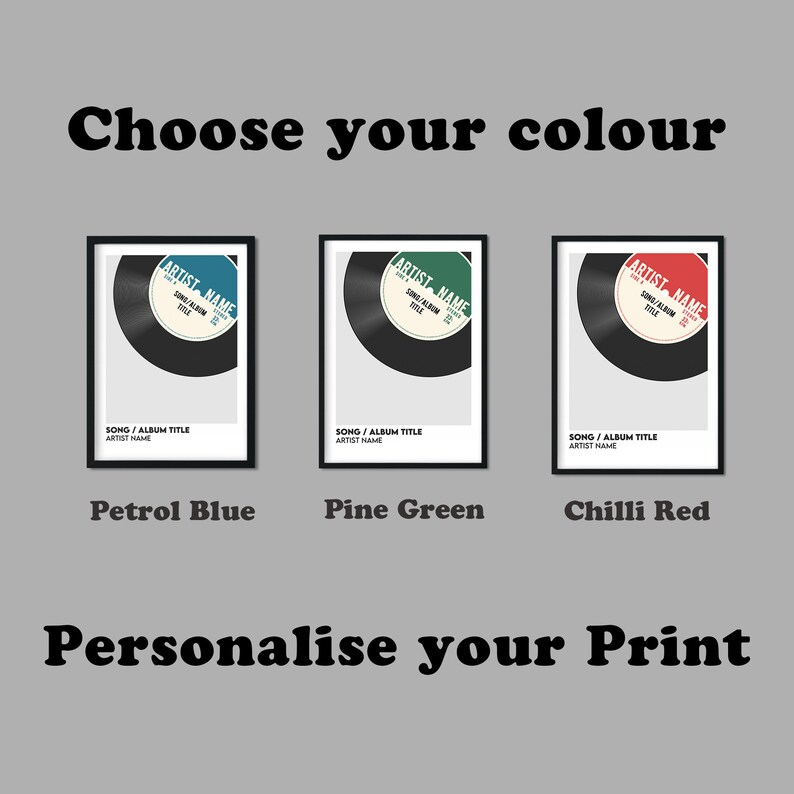 Personalised Vinyl Record Print, Custom music Poster, Add your favourite song print, Retro custom poster image 6