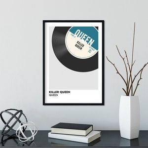 Personalised Vinyl Record Print, Custom music Poster, Add your favourite song print, Retro custom poster Petrol Blue