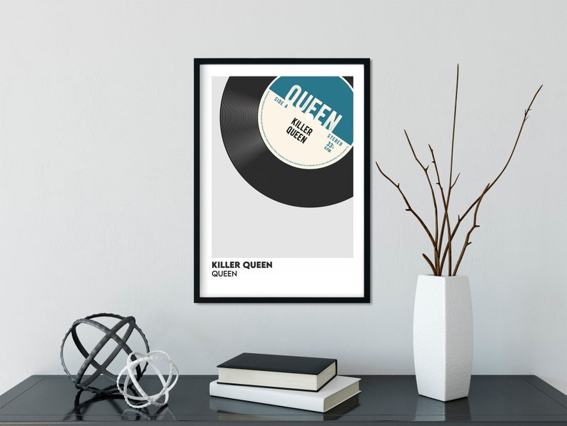 Personalised Vinyl Record Print, Custom music Poster, Add your favourite song print, Retro custom poster Petrol Blue