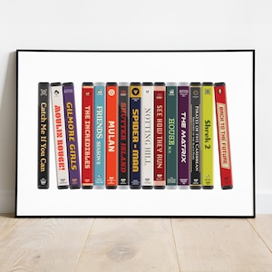 Personalised DVD Stack Print, Custom Film Poster, Favourite Movie gift, Large Landscape poster, Movie Wall Art