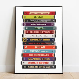 Personalised DVD Stack print, Custom movie poster, Favourite film wall art, Large Poster
