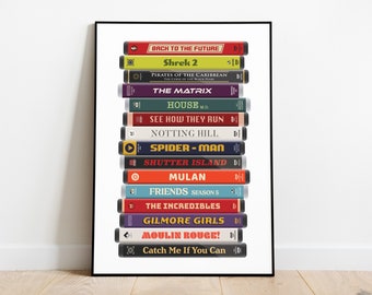 Personalised DVD Stack print, Custom movie poster, Favourite film wall art, Large Poster
