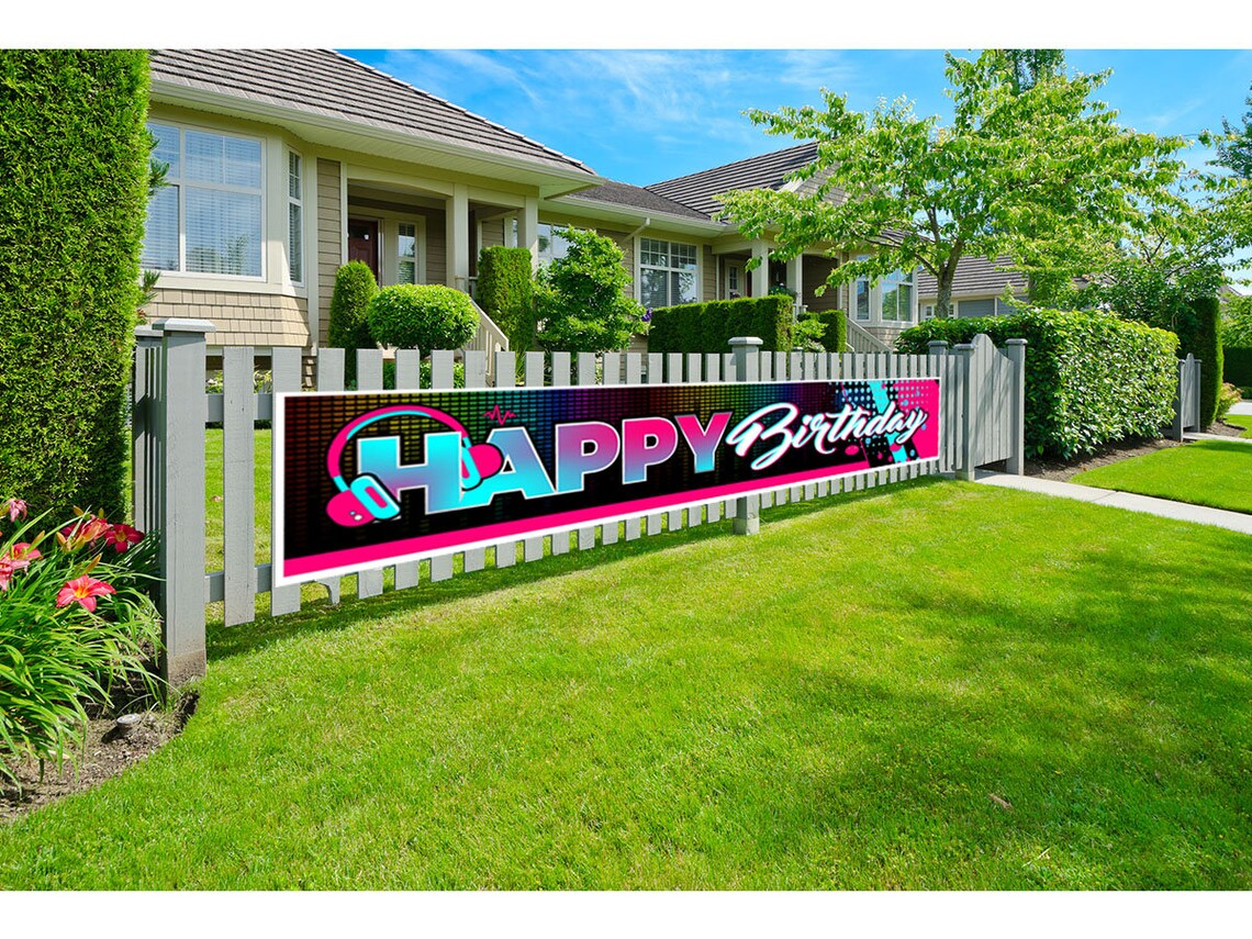 Custom Happy Birthday Fence Banner Outdoor Garden Sign Fence Etsy