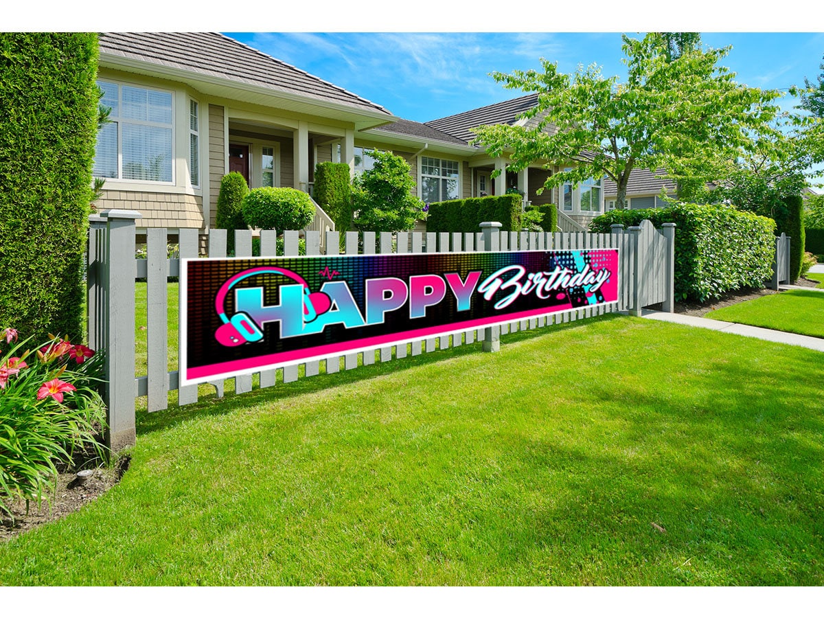 Custom Happy Birthday Fence Banner Outdoor Garden Sign Fence Etsy
