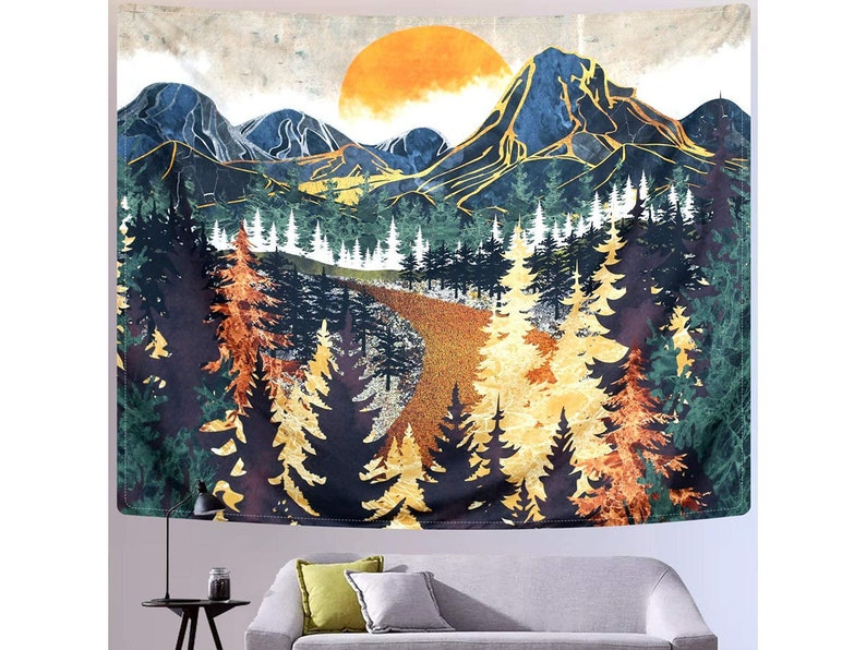 Mountain Tapestry Wall Hanging Forest Trees Art Tapestry  Etsy
