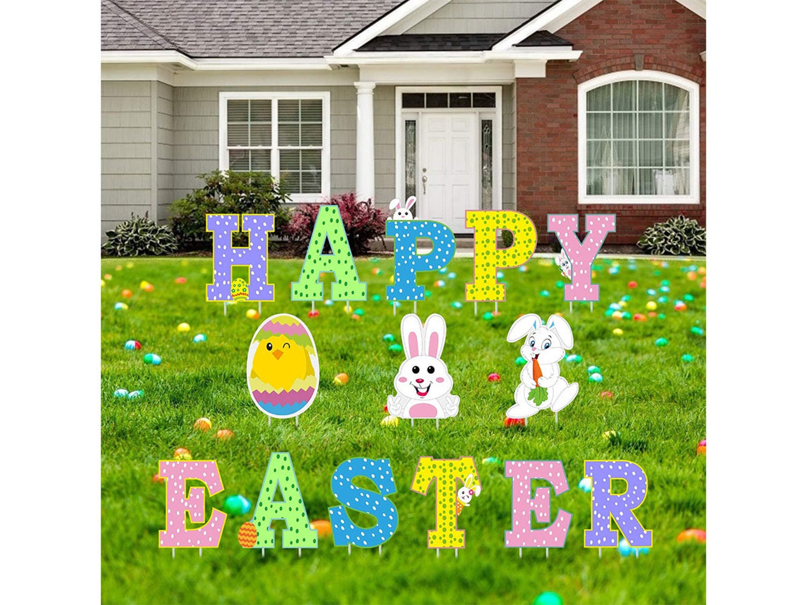 14Pcs Easter Yard Signs Outdoor Lawn DecorationsHappy Easter Etsy