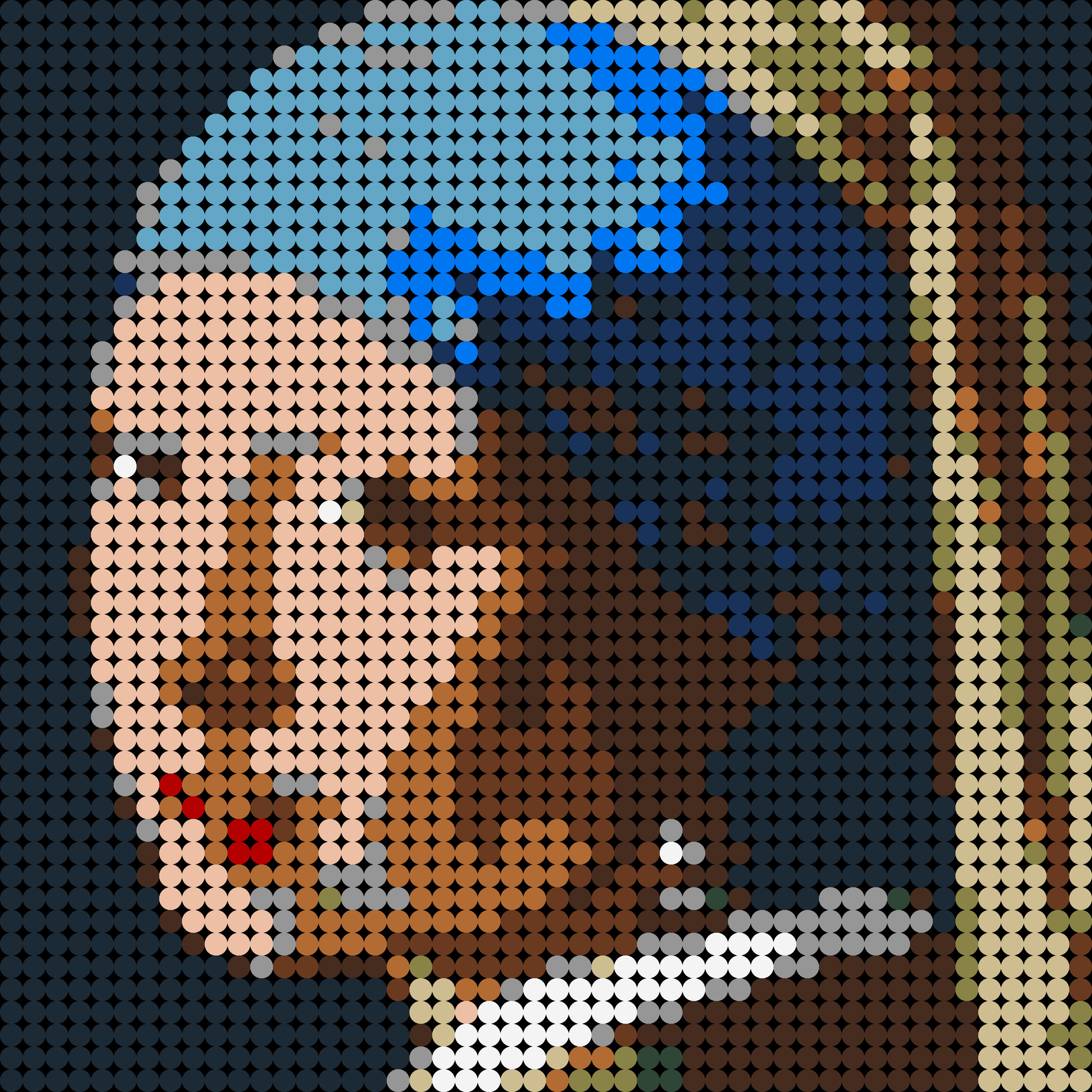 Pixel Mosaic Art 15x15'' The Girl with a Pearl Etsy