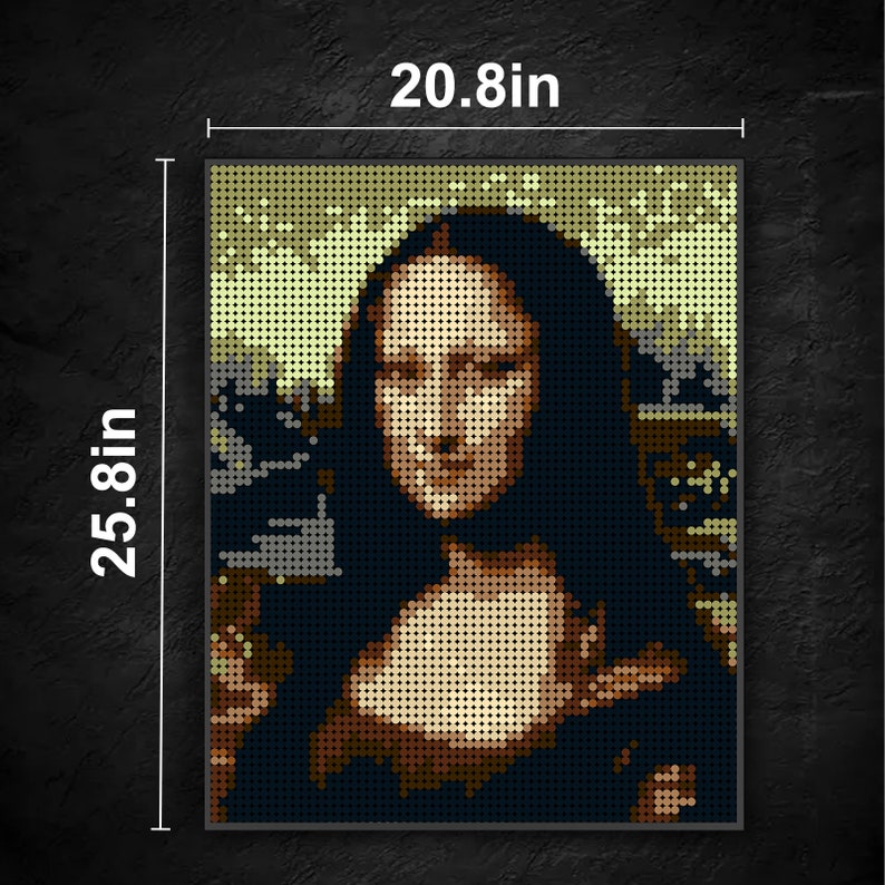Pixel Mosaic Art Mona Lisa by by Da Vinci Building Blocks Etsy