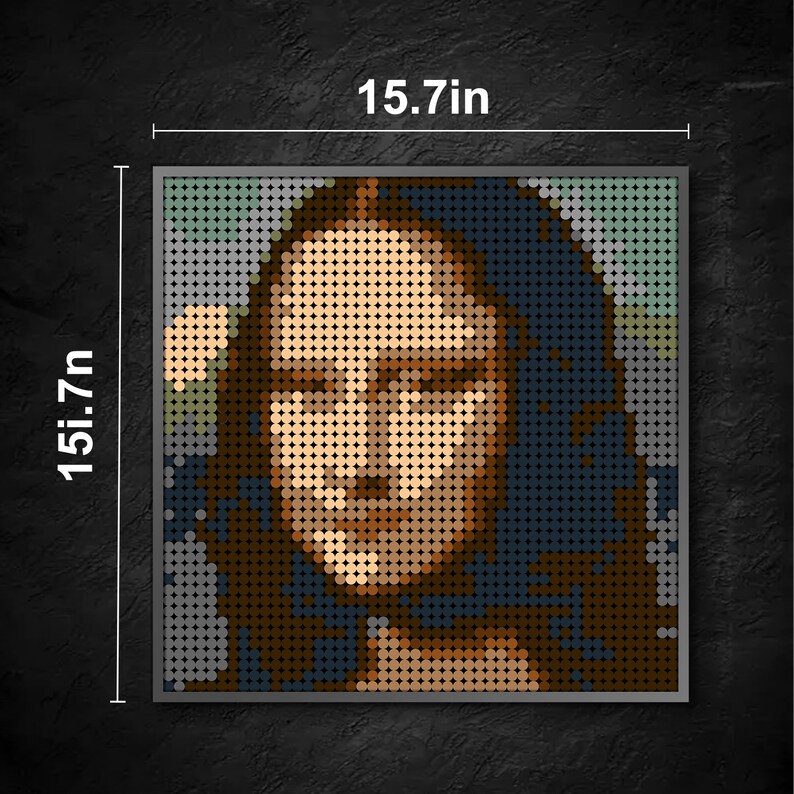 Pixel Mosaic Art Mona Lisa by by Da Vinci Building Blocks Etsy