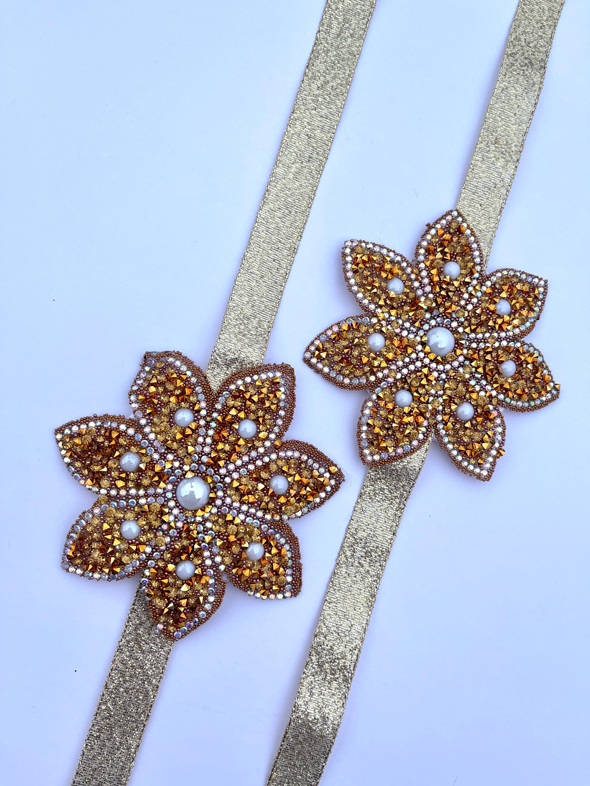 Henna Hand Wraps- Set of 2 Handmade Gold Flower Henna Hand Wraps for ...