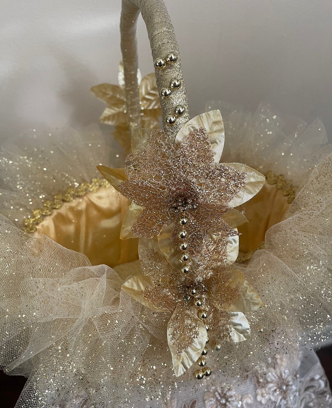Gold flower girl basketengagementweddingshenna basket Etsy