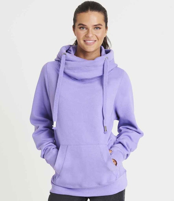 Plus size top cowl neck hoodie