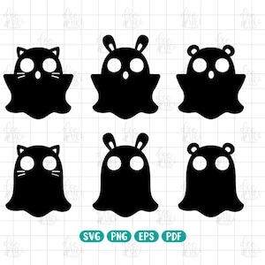 Animals Ghosts svg bundle, Halloween svg, Cat Ghost svg, Bear, Bunny, Halloween cut file, ghost svg, ghost png, eps, pdf, Instant download
