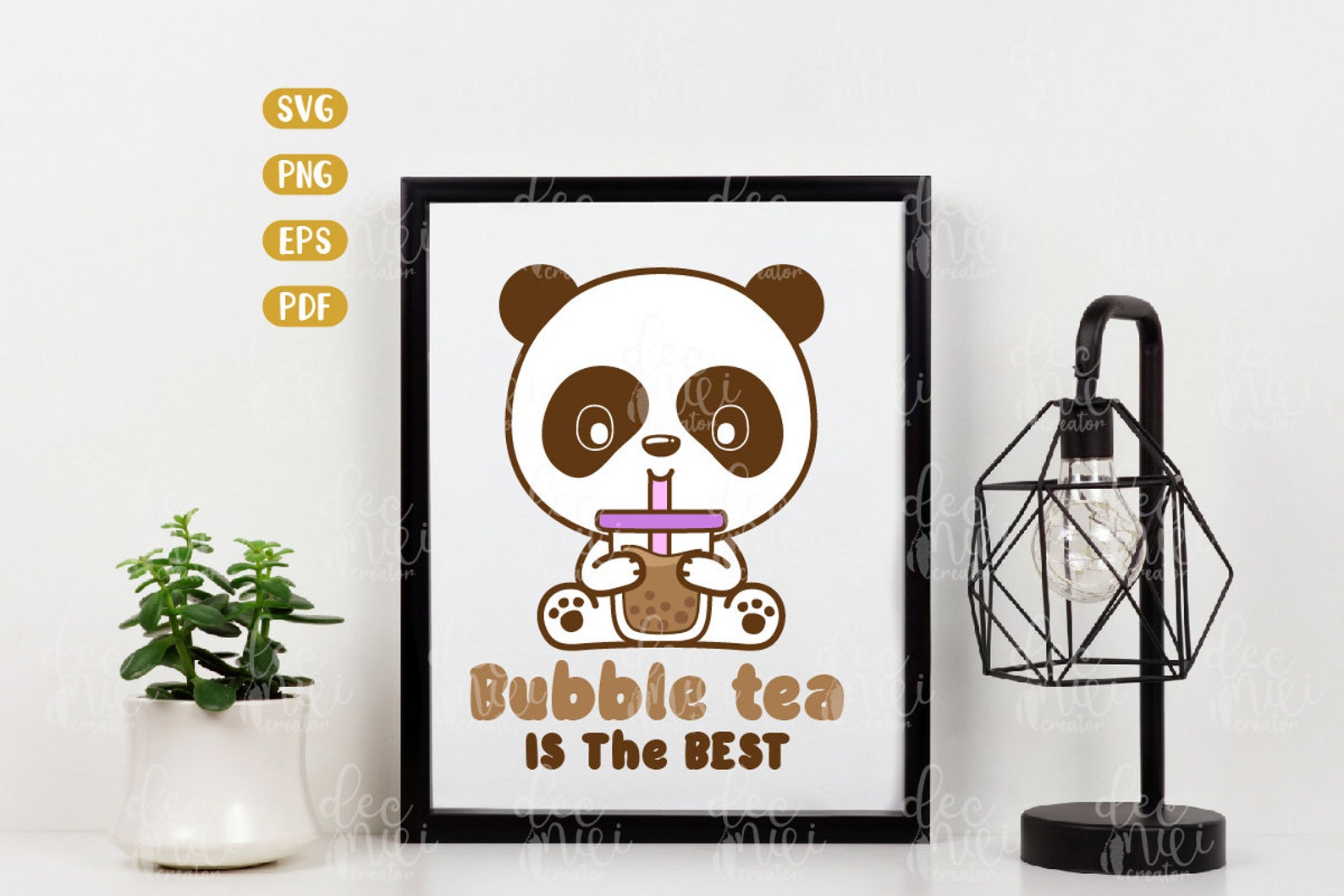 Kawaii Panda Bubble Tea SVG Clipart: Boba Tea Design (digital Download ...