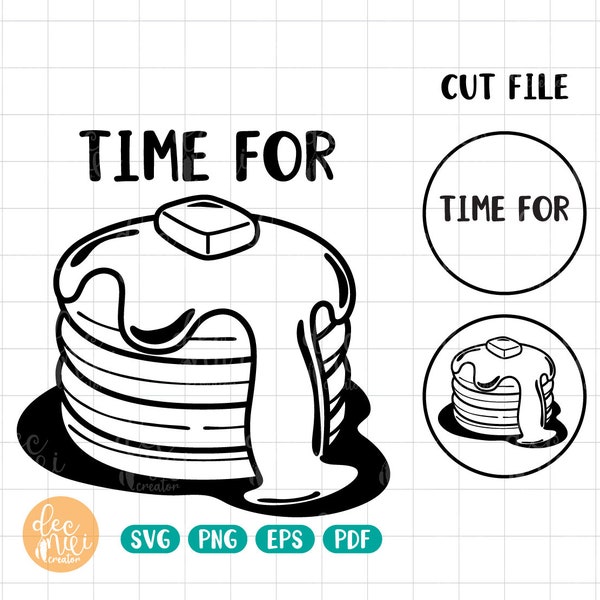 Pancake Clipart Black and White Etsy