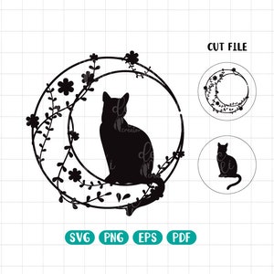 Moon Cat Svg Mystical Black Cat Png Moon and Cat Svg Black - Etsy