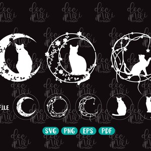 Moon Cat Svg Mystical Black Cat Png Moon and Cat Svg Black - Etsy