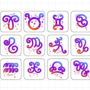 Zodiac, horoscope bundle Svg, Zodiac Sign digital clipart, Zodiac Sign Birthday Gift, Horoscope, eps, png, pdf, Instant download