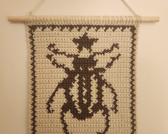 Beetle Bug and Star Crochet Tapestry Pattern- insect tapestry