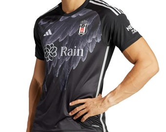 BESIKTAS 2011/12 AWAY (XL,L) BLACK/WHITE ADIDAS TURKEY SHORT SLEEVE SOCCER  SHIRT